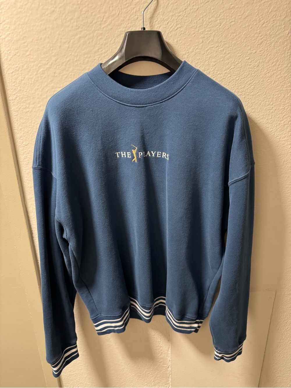 Hollister Navy Crewneck Sweatshirt with Stripe Details Golf The Players